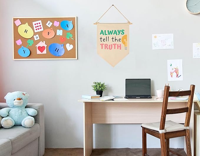 The 10 Commandments Sign-God's Rules-Bible Verse Decor-Flag Gifts for Boys Girls Kids-Banner Wall Sign Gift for Sunday Teach room,Classroom,Nursery,Baby Room,Reading House,Playroom Bedroom,Front Door