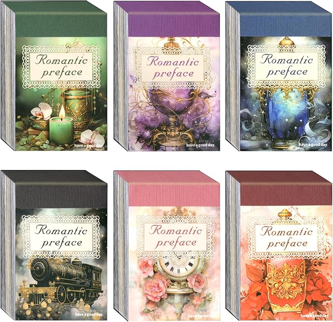 Aromoty 6 Sets 300 Pcs Washi Stickers Book Kit for Journaling, Vintage Aesthetic Antique Magic Scrapbook Stickers for Scrapbooking Bullet Junk Journal Supplies Planner Stationery Collage Craft Gifts