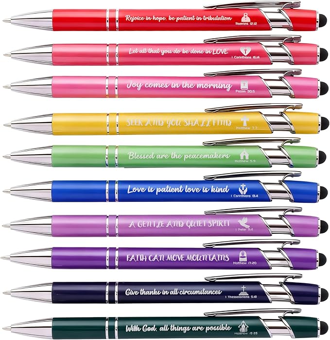 Christian Bible Verse Ballpoint Pen - Inspirational Scripture Pens Bulk Gift for Church Members, Friends & Family on Christmas (10 Count)