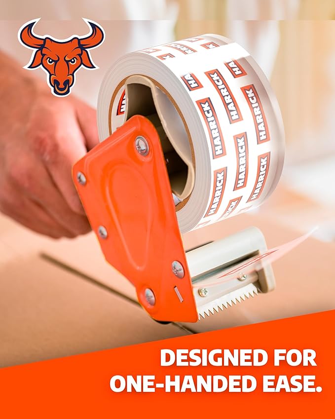 Clear Packing Tape 1.88 inch - Metal Package Tape for Home & Office - Strong & Durable Shipping Packaging Tape - Clear Packaging Tape Dispenser Heavy Duty - 1 Roll / 1 Tape Gun / 54.5 Yards