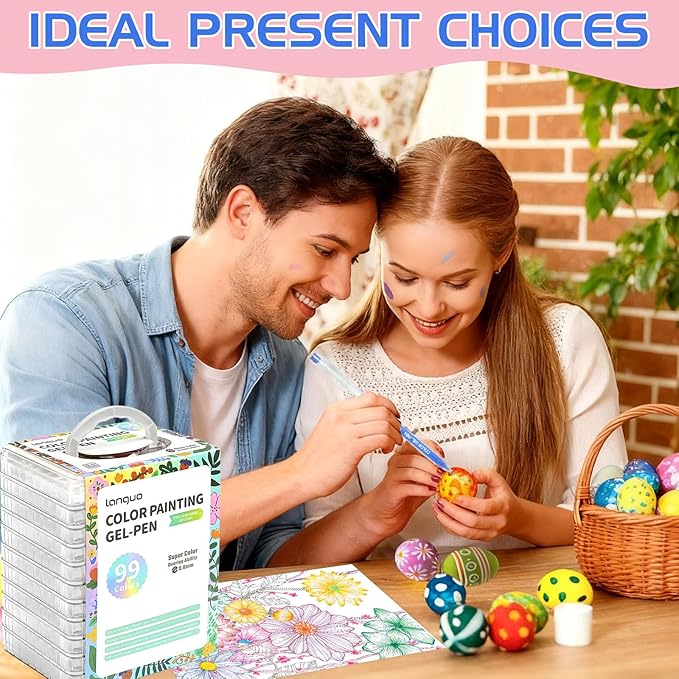 99 Color Gel Pens, 0.6 mm Fine Tip Gel Pens for Adult Coloring Book—Portable Case gel pens Colored for Journaling, Coloring, Planners, Drawing & DIY Crafts. Non-Toxic,Smooth,Water-Based