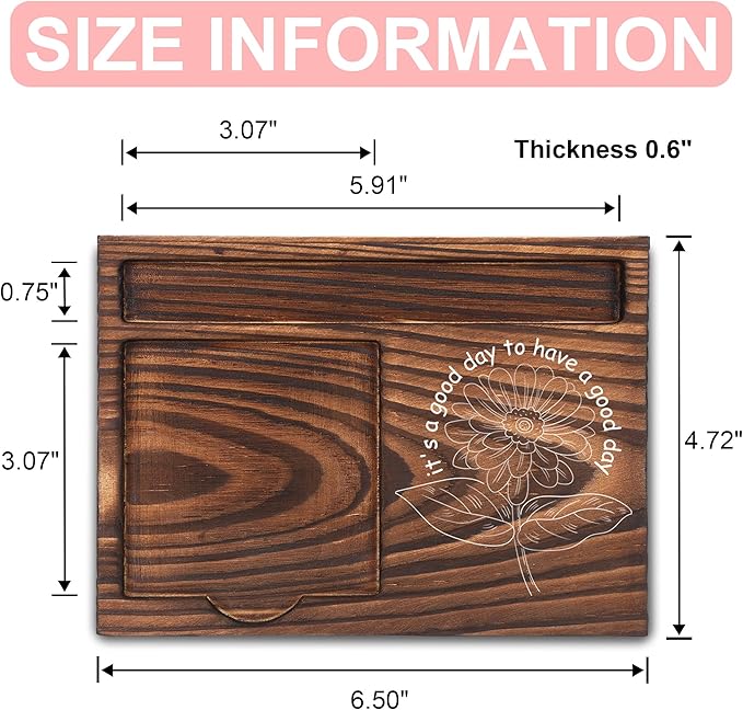 Motivational Gifts, Inspirational Gifts, Positive Gifts, Encouraging Gifts, Sticky Note Holder, Post-it Note Dispenser for Desk, Wooden Post-it Note & Pen Holder 6.5" x 4.7" - FTA119