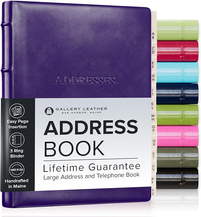 Gallery Leather Desk Address Book - 9" x 7" - Acadia Plum