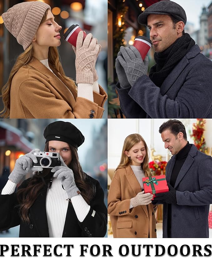 REACH STAR 2 Pairs Winter gloves for women Touch screen Elastic Thermal knit Lining Warm Gloves for Cold weather