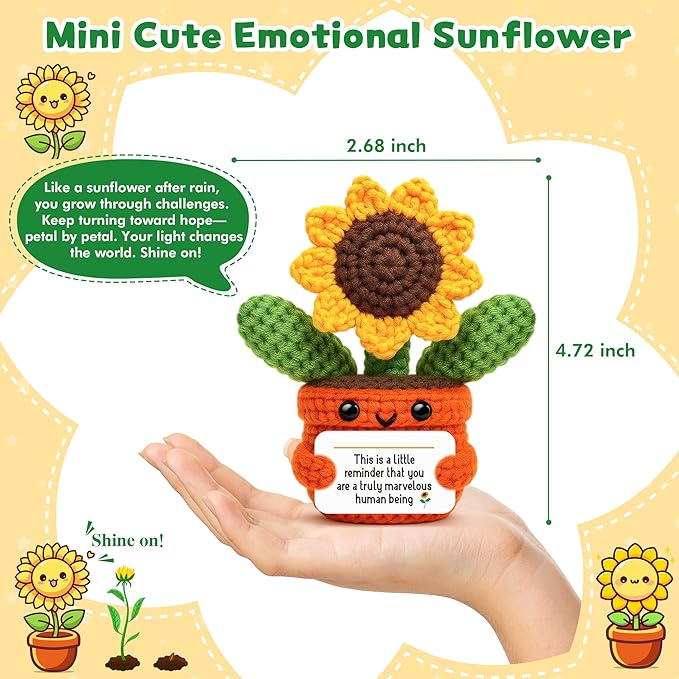 Cute Sunflower Keepsake, Inspirational Gifts for Women Friends, Encouragement Thank You Gift for Coworker Teacher, Positive Affirmation, Get Well Soon Cheer Up Desk Decor