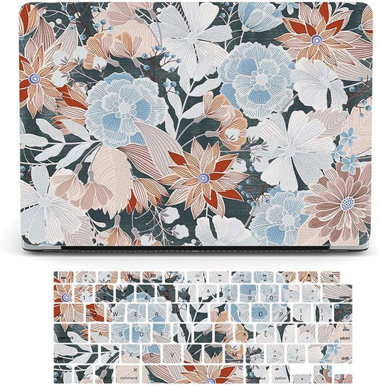 Case Compatible with MacBook Pro 13 Inch 2015 2014 2013 2012 Model A1502 & A1425, Plastic Hard Shell Protective Case with Keyboard Cover for Mac Pro Retina 13 Old Version - Embroidered Flower