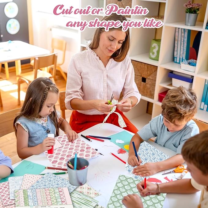 24 Sheets Scrapbook Paper 12x12 inch, Boho Patterned Scrapbooking Paper, Double Sided Decorative Craft Papers for Holiday Birthday Wedding Baby Shower Card Making Photo Album Decor