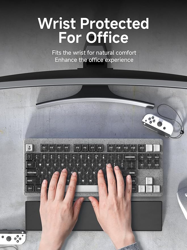 Hagibis Keyboard Wrist Rest Pad with Partition Storage Case, Magnetic Top Cover Ergonomic Soft Memory Foam, Anti-Slip Rubber Base for Computer Keyboard, Laptop, Office, Home (Black Magnetic)