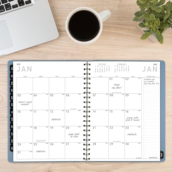 AT-A-GLANCE 2026 Planner, Weekly & Monthly, 8.25" x 11", Large, Contemporary Lite, Slate Blue (70940X2026)