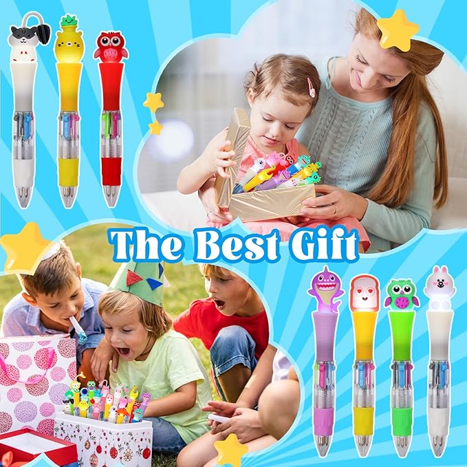 CZWZ 20Pcs Multicolor Pens in One 4-in-1 Cute Pens Bulk for Kids, Ballpoint Pen for Birthdays and Children's Parties, Fun Gifts Assorted Ink Kawaii Pen(Style-2)