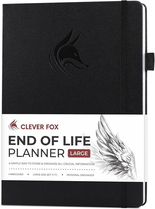 Clever Fox End of Life Planner – Final Arrangements Organizer for Beneficiary, Will Preparation, Last Wishes & Funeral Planning, A4 (Black)