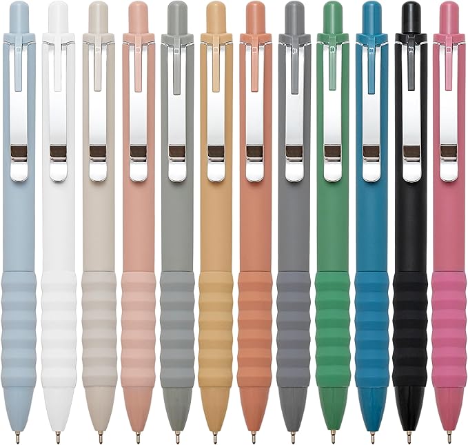 Ballpoint Pens Black Ink Ball Point Pen with Super Soft Grip Medium Point 1.0mm Office Pens (Silver 12-count)