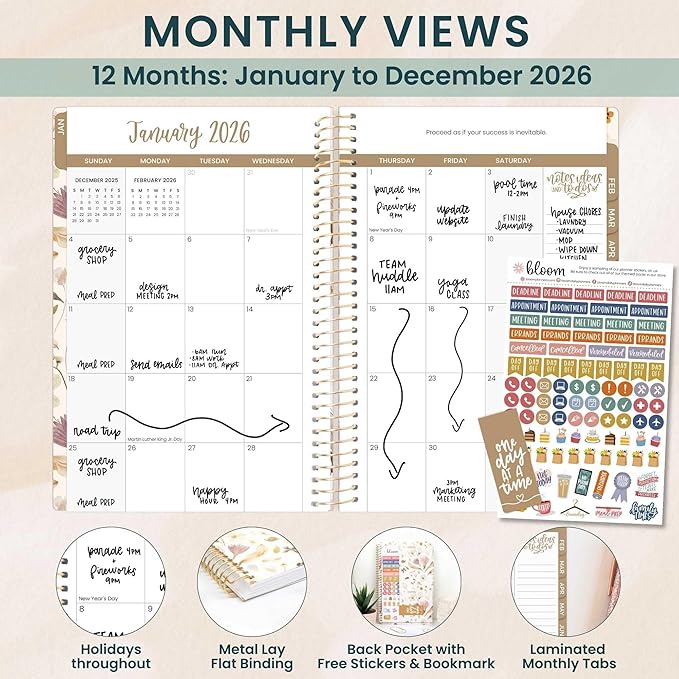 bloom daily planners 2026 Planner (January - December) Calendar Year Organizer - 5.5” x 8.25” - Weekly & Monthly Agenda Book with Stickers & Bookmark - Butterfly Garden