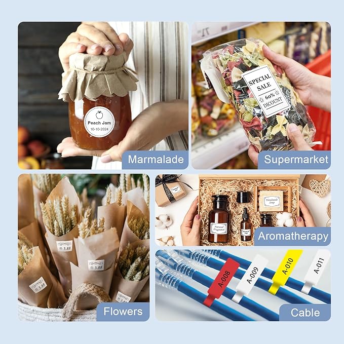 CLABEL Thermal Label Maker Machine: 221B Bluetooth Label Printer Mini Sticker Barcode Printer Inkless Label Maker Compatible with Clothing Price Labeling with 1 Roll of 50x30mm Label(Gray White)