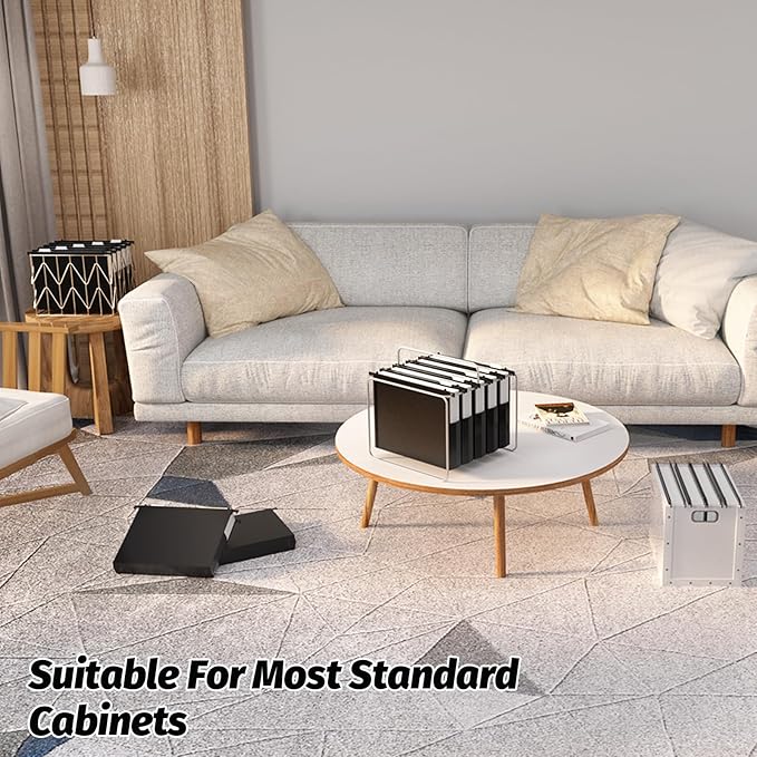 Extra Capacity Plastic Hanging File Folders,12 Pack Reinforced Hang Folders Letter Size,Accordian Pocket,Heavy Duty 2 Inch Expansion,Hard Hanging Folder Organizer for Office Home,Black