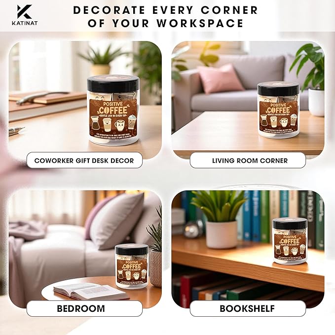 Positive Coffee Affirmation Jar – 60pcs Cute Emotional Support Coffee – Coffee Gifts for Men, Women– Birthday Gift, White Elephant Gifts for Coworker, Boss, Teacher, Teens, Back to School Gift