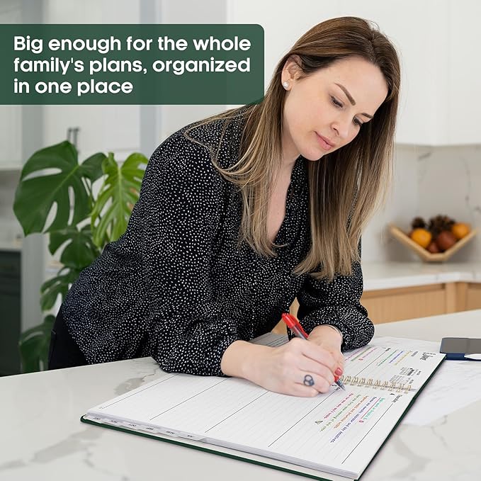 2026 Planner 8.5" x 11", Weekly and Monthly Calendar Planner Book, January 2026 - December 2026, Hardcover Spiral Planner with Monthly Tabs, Notes Pages, Perfect for Women & Men, A4 - Dark Green