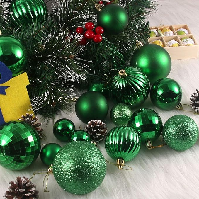 18Pcs Christmas Balls Ornaments for Xmas Tree - Shatterproof Christmas Tree Decorations Medium Hanging Ball Green 2.5in x 18 Pack