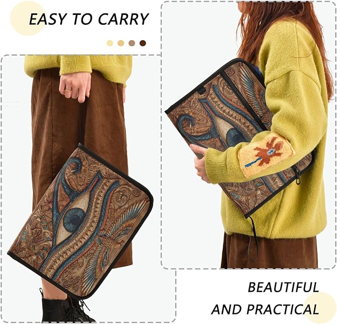 Art Brown Eye Expanding File Organizer with 13 Pockets Accordion File Folders with Labels,Portable Document Paper Bill Receipt Organizer,Home College School Office Supplies, Letter Size