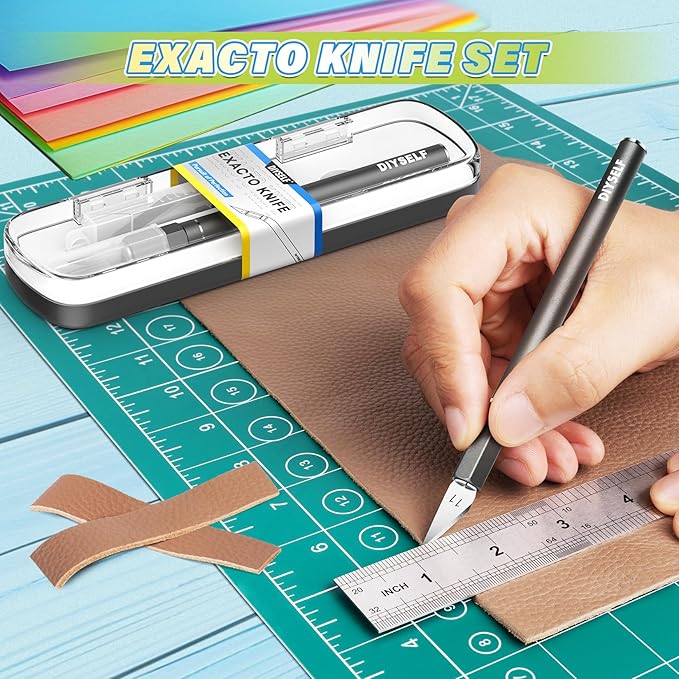 DIYSELF Exacto Knife 12 Pcs Exacto Knife Set with Case Craft Knife Hobby Knife Exacto Knives for Crafting Scrapbooking Rubber Stamps Handmade Work Precision Knife with 11 Blades