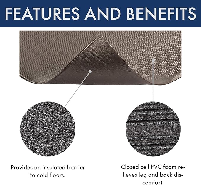 Notrax 410 Airug® 4' x 60' x 3/8" Anti Fatigue Mat, Enhanced Slip Resistance with Beveled Edges and Ribbed Surface, Ideal for Industrial and Commercial Workplaces, Gray, 410R0348GY