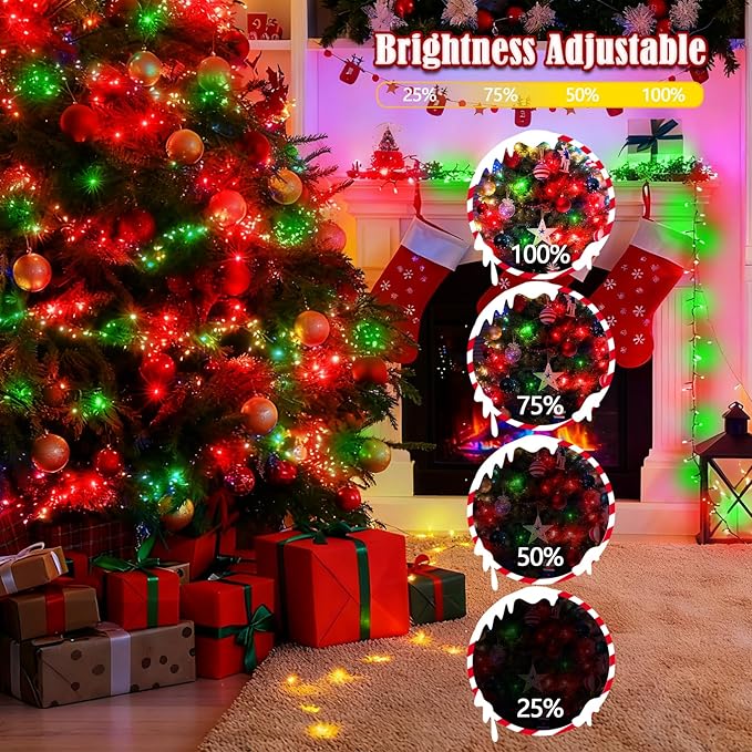 2025 New Voice Control 88ft 240LED Smart Christmas String Lights Outdoor/Indoor | String Lights with Remote, 12Modes, 7Voice Commands & Timers, Christmas Twinkle Light for Xmas Tree Decor(Red & Green)