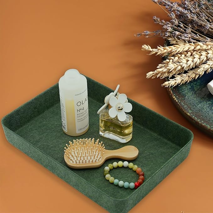 Welaxy 2-piece Office desk drawer organizer tray letter-size documents paper book file Folder Holder storage bins (Forest Green)