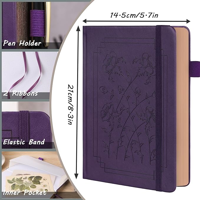 TIEFOSSI A5 Dotted Notebook, 160gsm Thick Paper, Hardcover Dot Grid Journals for Women Men, 192 Numbered Pages, Ideal for Personal Use, Goals, Organization