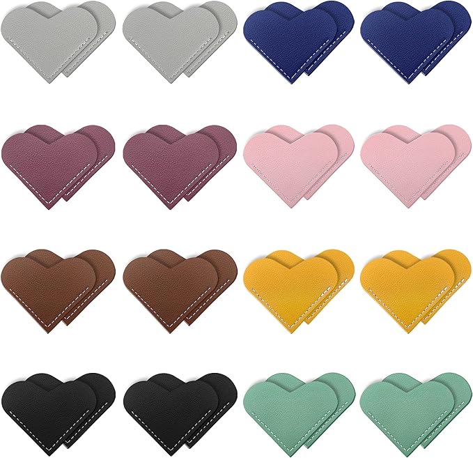 32Pcs Leather Heart Bookmarks,HJQAYNC Cute Corner Page Book Marks,Book Accessories for Kids Women Book Lovers Teachers,Handmade Reading Gifts (32Pcs)