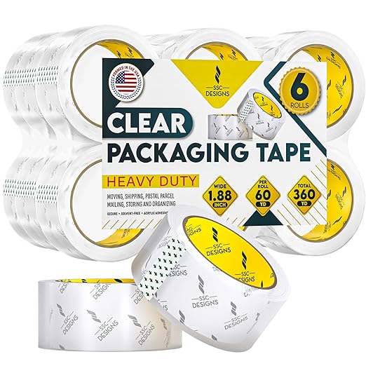 Packing Tape Clear Packaging Tape Heavy Duty Strong Shipping Refills Dispenser Transparent Thick Moving Supplies Mailing Box Sealing Office Storage Home - 60 Yds x 1.88" Wide x 2.7 Mil Thick 18 Rolls