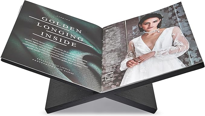 Honygebia Solid Wood Book Stands - Cross Frame Black Oak Wooden Book Holder, Open Bookstand for Display and Reading, Suitable for Art, Bible, Cookbook, Easel, Magazine, Textbooks