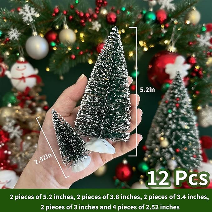 Mini Christmas Trees 12 Pcs Artificial Christmas Tree Christmas Decorations for Christmas Decor Home Table Craft Christmas Party