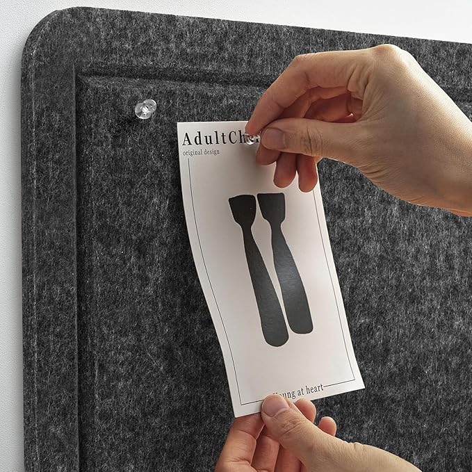 Bulletin Board, 36 x 24 inches Felt Board - Decorative Pin Board, Cork Board Alternative for Wall, 3' x 2' Foldable Picture Board Self-Adhesive Vision Board Prayer Board with 20 Pushpins - Dark Gray