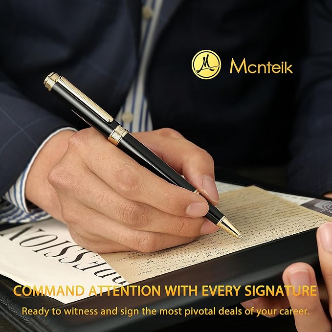 317 Rollerball - Stunning Luxury Black Lacquer Pen with 24K Gold Finish, Schmidt Black Ink Refill, Best Gift Set for Men & Women, Executive Office, Christmas, Nice Classic Pens-Black