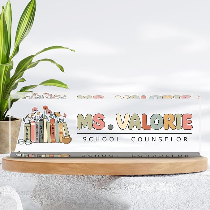 Personalized Name Plate for Desk, Custom Desk Name Plate, Acrylic Name Plate Office Desk Accessories, Personalized Office Gifts for Coworkers Teachers, Employee Appreciation Gifts (C-Teacher)