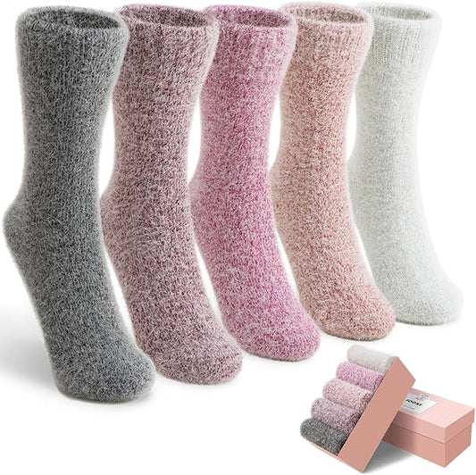 5 Pairs Fuzzy Soft Cozy Comfortable Socks for Women, Casual Sleep Comfy Socks, Perfect Warm Winter Gifts for Women