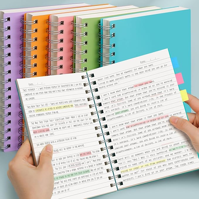 AHGXG Spiral Notebook - A5 Notebook College Ruled, Small 5.7" X 8.22", 300 Pages Thick Notebook Journal, 100GSM Lined Paper, Plastic Hardcover, for Work Office School Writing Notes, Lake Blue