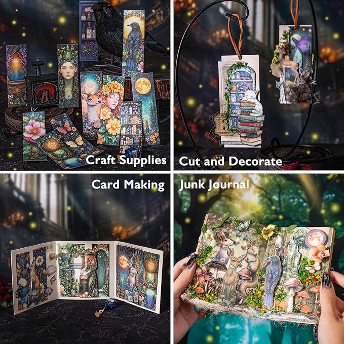 Aromoty Slim 6 Sets 300 Pcs Washi Stickers Book Kit for Journaling, Vintage Gothic Magic Scrapbook Stickers for Scrapbooking Bullet Junk Journal Supplies Planner Stationery Collage Craft Gifts