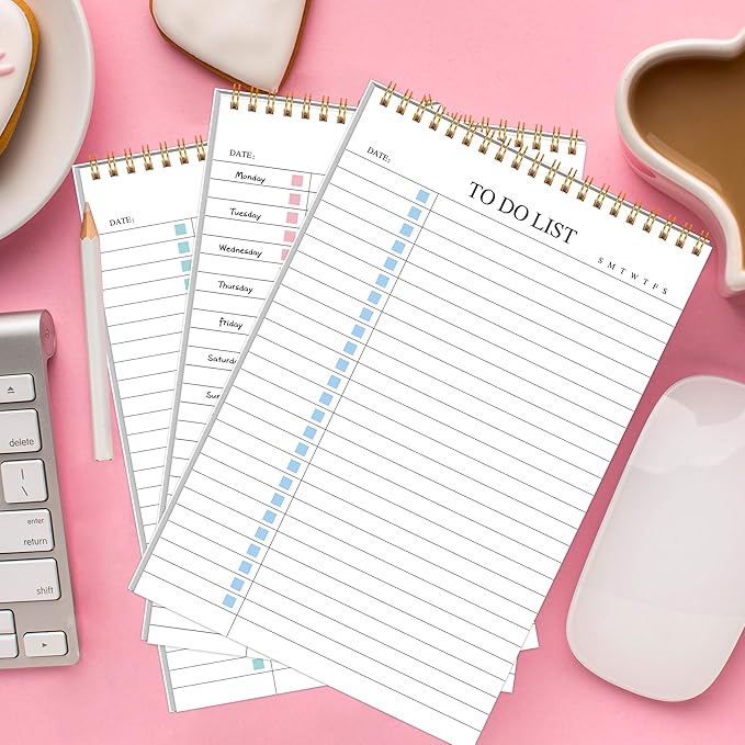 3Pcs To Do List Notepad,Undated Daily Planner Notebook With To Do List Notepad,Planner Spiral Checklist for School Office A5 Size