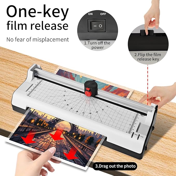 9 Inch Laminator Machine for Documents and Photos, 7 in1 A4 Thermal Laminator Machine with Never Jam Technology, 15 Laminating Sheets, 5 Mil Thick, Use for Home Office School