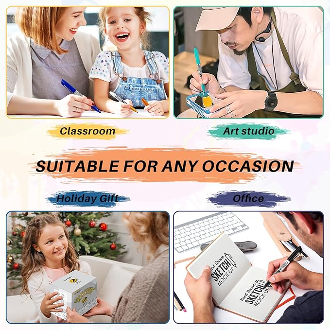 SFAIH 36 Colors Permanent Markers - Assorted Vibrant Colors, Quick Drying, Fade Resistant, Alcohol-Based Fine Point Permanent Markers for Paper, Plastic, Wood, Coloring, Drawing Doodling, Waterproof