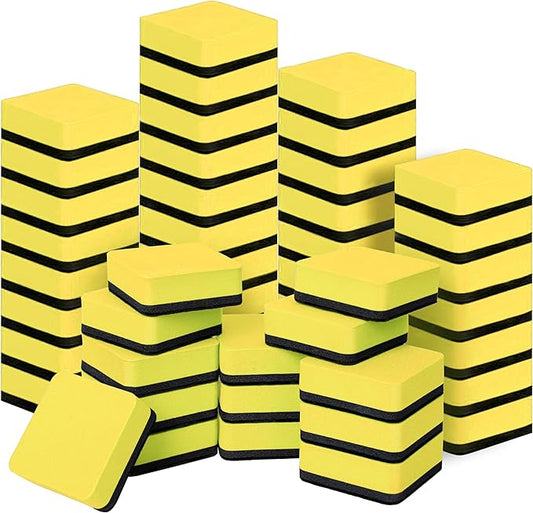 Magnetic Whiteboard & Chalkboard Cleansers, 48 Pack Small Dry Eraser, Magnetic Erasers (Yellor)