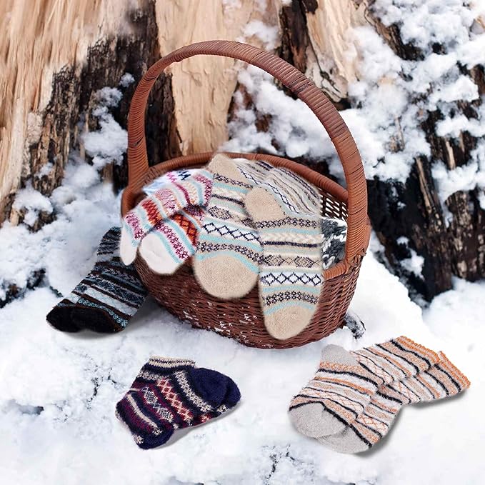 ICEIVY 5 Pair Fuzzy Cozy Socks for Women - Warm Comfy Soft Casual Home Sleep Winter Wool Socks - Gifts for Women