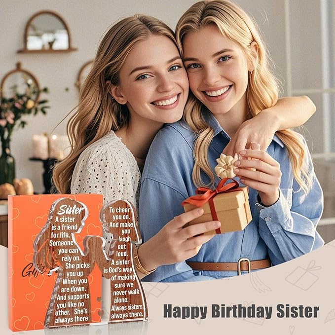Cool Sister Birthday Gifts from Sisters for Women Adult Big Little Best Sister Ever - Unique Easter Basket Essentials Stuffer Valentines Christmas 2025 Mothers Day Gifts for Soul Friend Memorable Gift