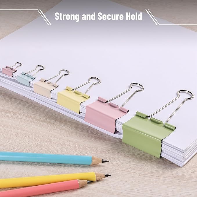 Mr. Pen- Binder Clips Assortment: 120 Pieces, Various Sizes, Colorful Office Supplies