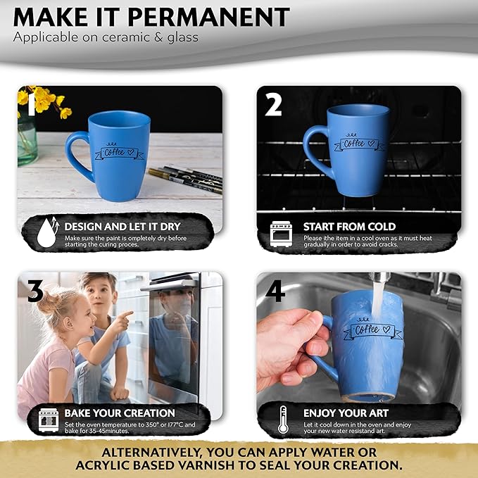 Stylo 8 Count Acrylic Metallic Pens - Black Paint Pens - Fine Tip Permanent Acrylic Metallic Paint Markers for Rock Painting, Glass, Wood, Ideal for Arts and Crafts (Pack of 8, Black)