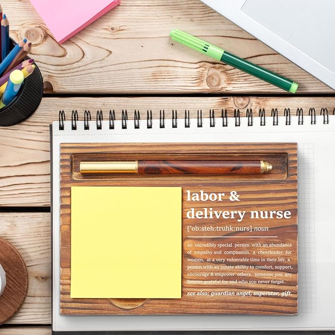 Appreciation Gifts for Labor & Delivery Nurse Sticky Note Holder, Recognition Gifts for Labor Nurse Nursing Students Graduation Nurses Week, L&D Nurse Clinic Self-Stick Note Pad Holders TZP76