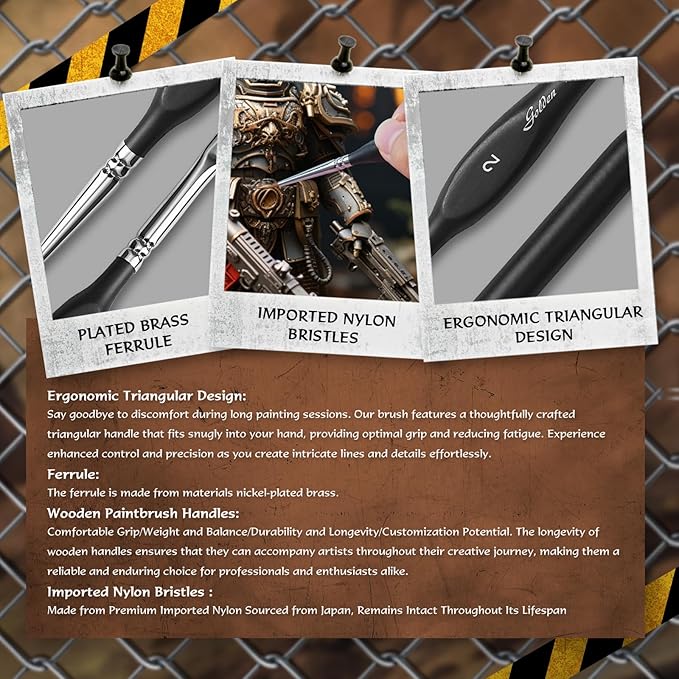 Golden Maple Miniature Paint Brushes Drybrush-10pcs Micro Detail Paint Brush Set, Small Fine Detail Brushes for Acrylic, Watercolors & Paint by Number, Figurine