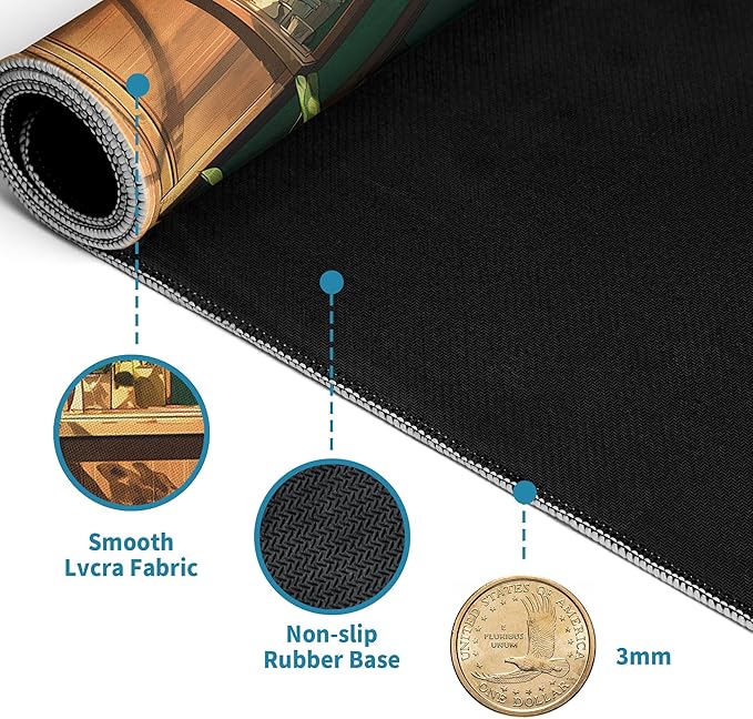 Green Plant Mouse Pad Desk Mat XL Extended Large Gaming Desk Pad Mousepad, Fresh Leaves Bookshelf Computer Laptop Keyboard and Mouse Mat, Desktop Protector Mat for Office and Home 31.5x11.8 in