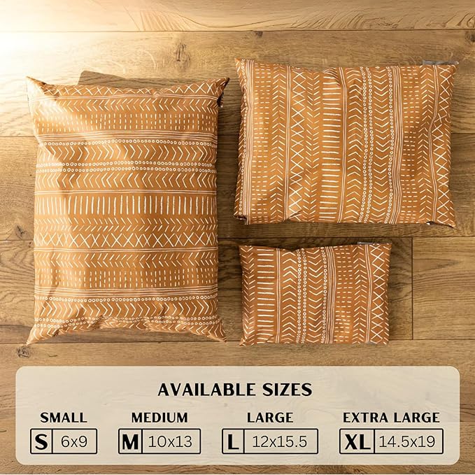 Mini Wander Poly Mailers 6x9 Inch 100 Pack Small Shipping Bags Strong Thick Mailing Envelopes | Self Sealing Adhesive | Waterproof & Tear Resistant | Small Business Packaging for Clothing - Boho Brown